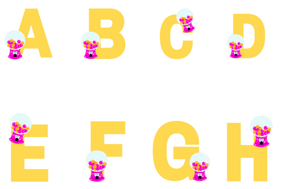 Download Alphabet Pink and Orange Gumball Machine - Gumball Collection