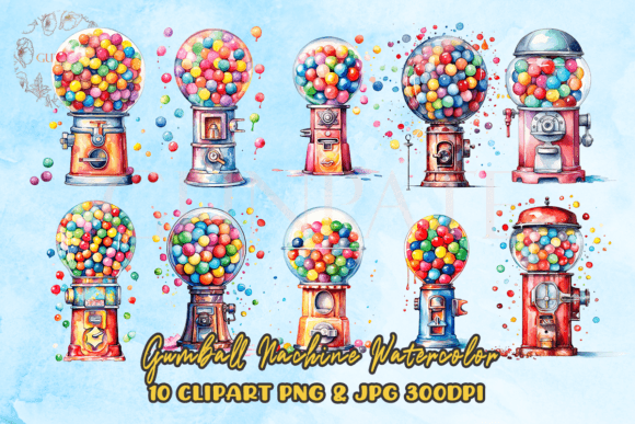 Download Gumball Machine Watercolor Clipart - Gumball Collection